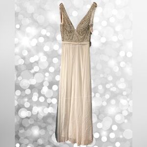 Jovani White Gown with Silver Embellishments